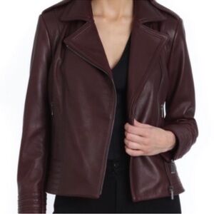 Badgley Mischka Deep Burgundy Leather Jacket